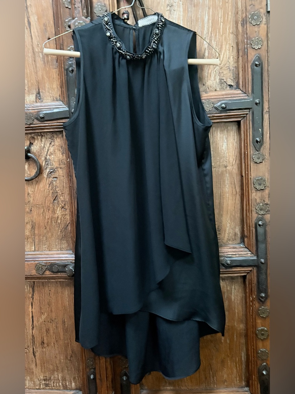 Anthropologie Cluny Black Embellished
Neck Dress S High Low Flowy EUC